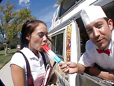 Schoolgirl Takes A Hard Pecker After Deep-Throating That Ice Cream