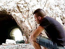 Noe milk gets fucked by a white man in the cave