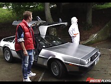 Back to the Future porn parody with a black girl taking big dick