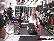 Shaved Blonde Chick Tries To Sell A Fake Purse And Gets Fucked