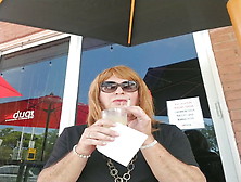 Tranny Smoking And Drinking At Bar