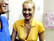 Superb Blonde German Babe Fucked In The Bathroom