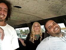 Blonde Bombshell Julie J Shows Off Natural 38JJ Tits in Hardcore Bus Stop Bang