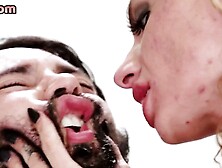 Rough anal drilling and ATM for busty fake tits gagging babe