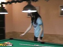 Young amateur brunette Nika prepares for hot bath