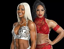 *(A. I.  DEEPFAKE)* Bianca Belair + Jade Cargill (Female Wrestlers) Lesbian Kiss