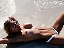 Sexy Monika Fox Swims,  Masturbates and Squirts in Sea and on Beach