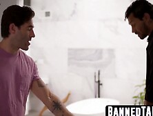 Melody Marks' intense spitroast by boyfriend and hung stud's tag team