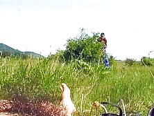 Slim German chick with an amazing body fucking outdoors with a hard dick