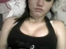 Women shows breasts on camera