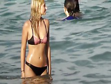 Blond Girl Gets Dirty On Beach