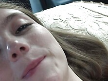 Car sex and naughty ride with Mira Monroe amateur in back seat blowjob filmed POV