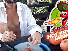 Eating Carribean Red Habanero Cute Pepper