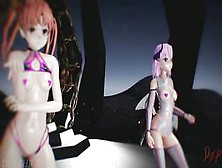 Mmd R18+ Demon Misaka Four. 0 And Kuroko Chocolate Cream Portal Island 1179