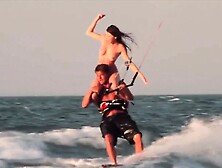 Beautiful babes enjoyed a hot surfing so naked and sexy