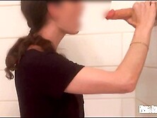 Hairy sweetie Nessa Ryans giving an EXTRA SLOPPY bj to a dildo before using it to squirt