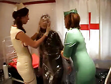 Plastic Wrap Over Latex Bondage,  Femdom Breathplay