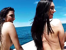 Beautiful Babes Sucking Monster Big Dick Out Doors At The Boat