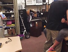 Real blonde fingered on pawnshop camera