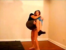 strong girl lifting a loser