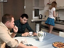 He Offered His GF As A Dessert On A Kitchen Table (SYGF)