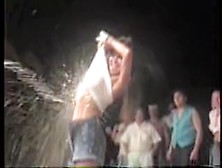 Canned girls flashing nude boobs and asses on the city fest