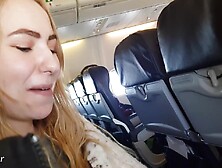 This Babe Couldn't Await Anymore! Jerking And Sucking Dong In A Public Plane