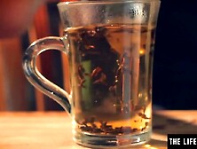 hot babe chick smears cream all over her long breasts