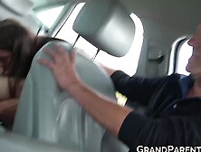 Young Babe Sucks Huge Dicks Of Bunch Of Old Guys In A Car