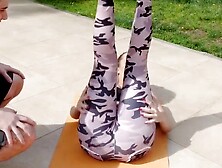 Volupteous Babe Gives Outdoor Blow Job & Facial To Stud - Garden Porn