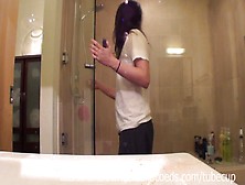 College Teen 18+ Filming Herself Masturbating Showering