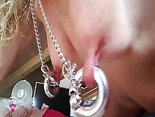 Nippleringlover Dirty Mother Extreme Stretched Pierced Nipples In Chains,  Chunky Open Pierced Cunt