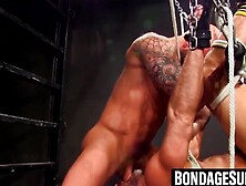 Buff Guy's Rough Bondage Experience - Throat Fucking with Deepthroating Blowjob