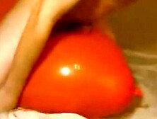 Twink Humping And Cumming On An Inflatable Orange Balloon