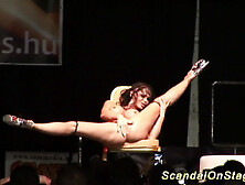 Hot Flexible Busty Babe On Stage
