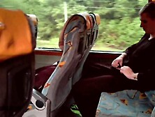 Oral-job from a stranger on the bus and a biggest spunk flow in a hotel