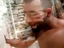 Bearded Frenchman Plows Arab Outdoors