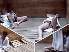 Schlong flash - I pull out my dong in front of a teeny whore in the public sauna and she helps me spunk