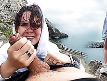 Public oral sex in nature in the mountains - lovers real sex