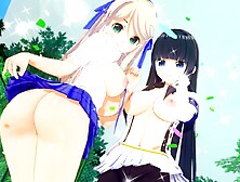 Ikaruga and Katsuragi indulge in steamy lesbian action in Senran Kagura hentai