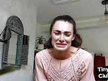 Inked SPH slut wanking small cock and making fun of it