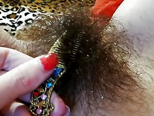 Best hairy pussy Brushing the Bush closeup