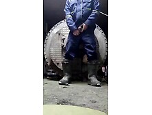 The homo stud couldn't overcome his raunchy crave and started masturbating right at work!