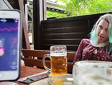 Remote climax control of my Stepsister in bar !