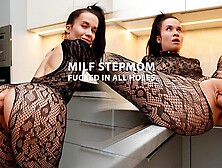 Stepson Caught Milf Stepmom In Sexy Outfit And Fucked In All Holes