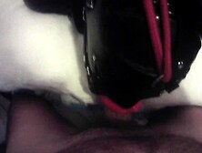 Milf Hogtied In Latex And High Heels With A Lip Open Mouth Gag Point Of View.  Great Mouth Fucking Action