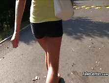 Pink thong babe banged outdoors