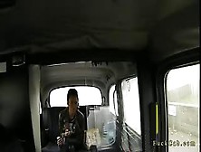 Tattooed Busty Brunette Fucked In Taxi