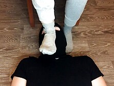 Sexy Teen Girl after Gym in Nike Gray Socks Domination and Gagging Socks