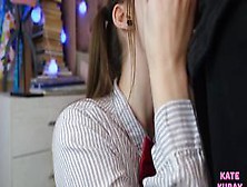 Schoolgirl Blowjob Finish Cum On Tongue Student Giving Head Cumshot In Classroom - Kate Kuray (Home Made Honey)